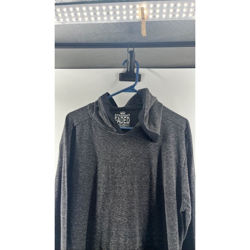 Straight Faded Mens XL Charcoal Heather Grey Long Sleeve Hooded T-Shirt Pullover